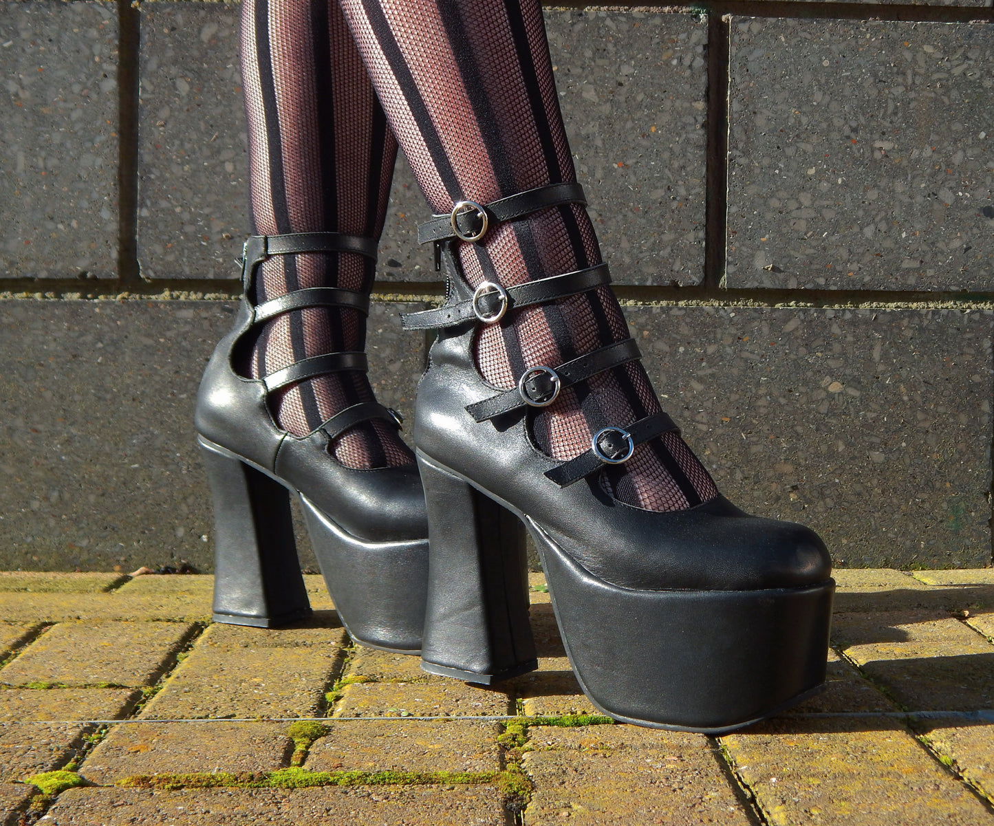 Black Matte Leather Platform Heels, "New Heights" Gothic Platform Heels - 8th Sin