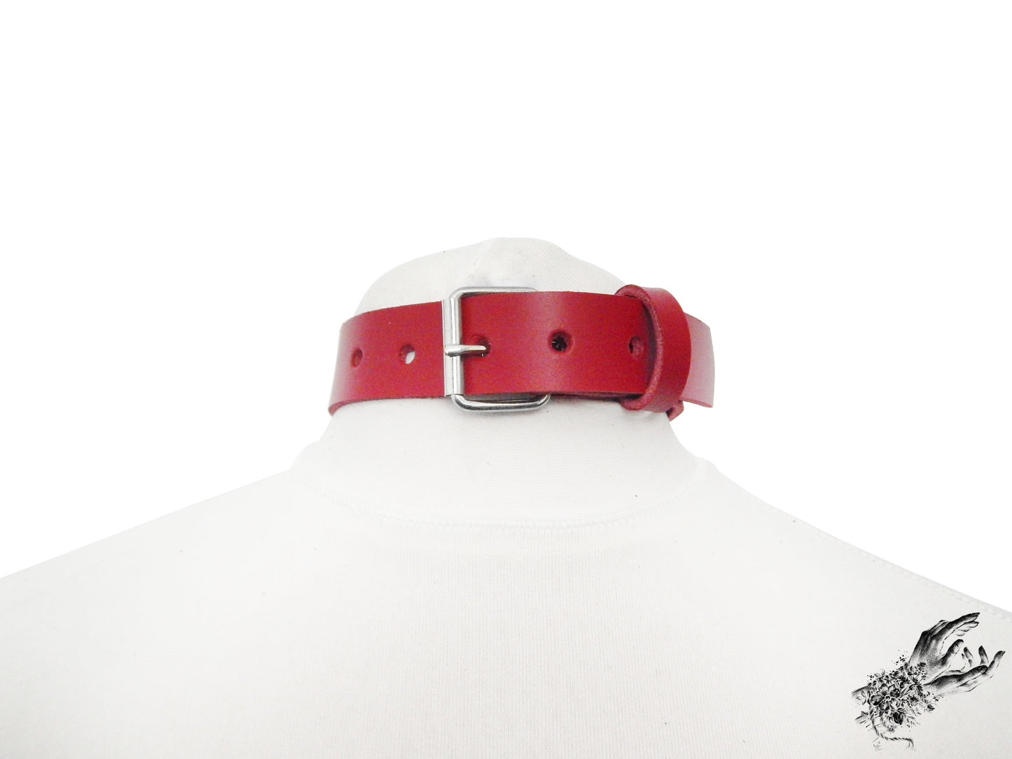 Red Leather D and O Ring Choker - 8th Sin