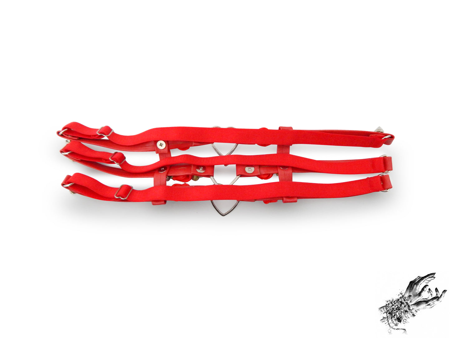 Red 3 Strap Heart Ring Garter - 8th Sin