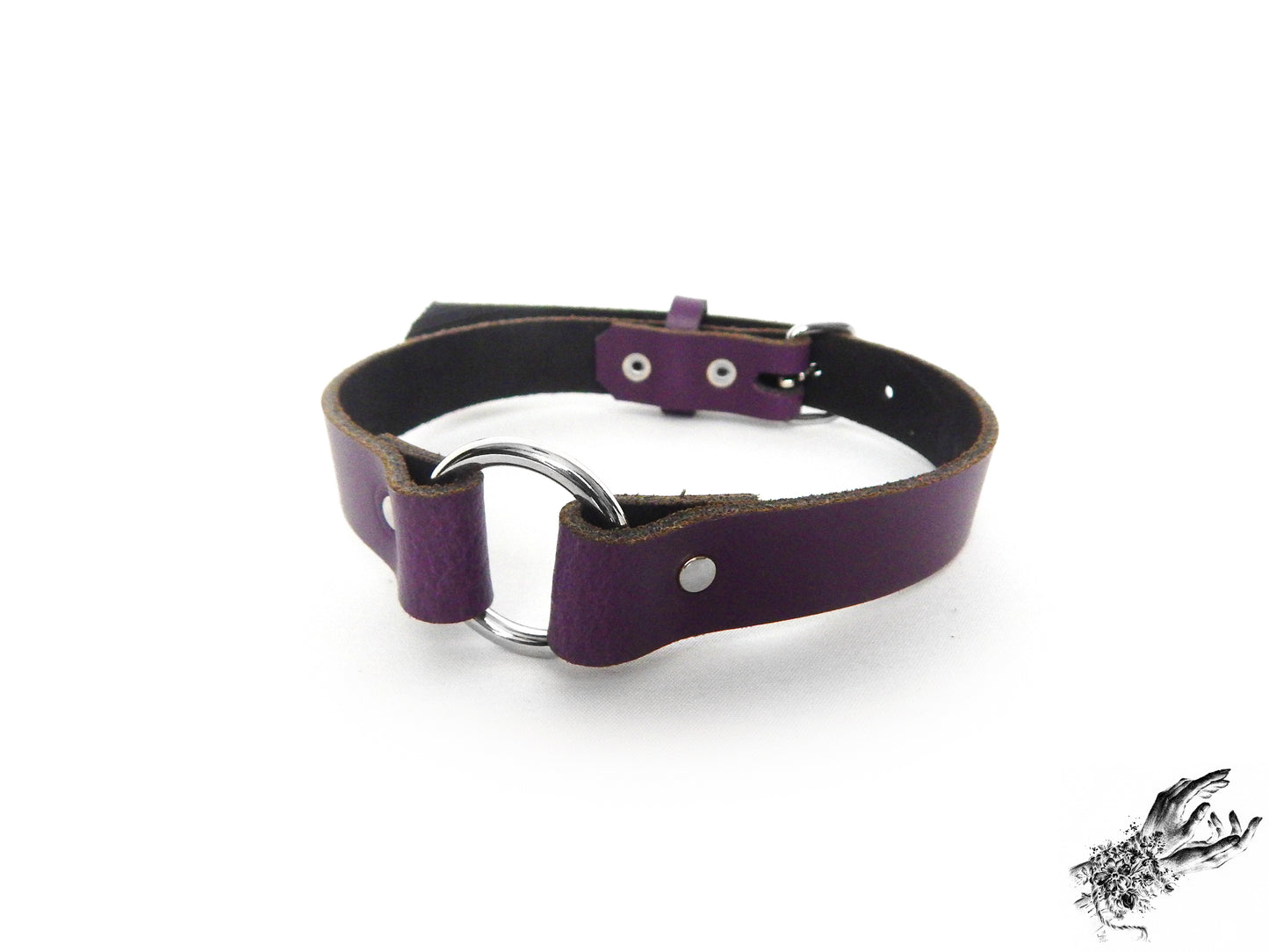 Black O Ring and Pentagram Choker - Purple