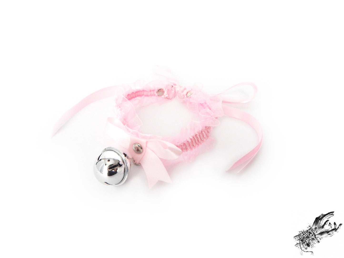 Pink Ruffled Bell 2-in-1 Choker/Garter - Pink Lace Collar - 8th Sin