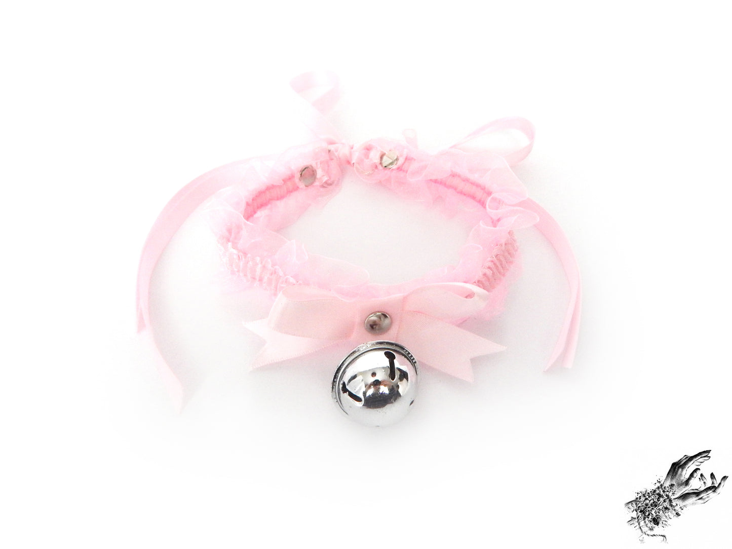 Pink Ruffled Bell 2-in-1 Choker/Garter - Pink Lace Collar - 8th Sin