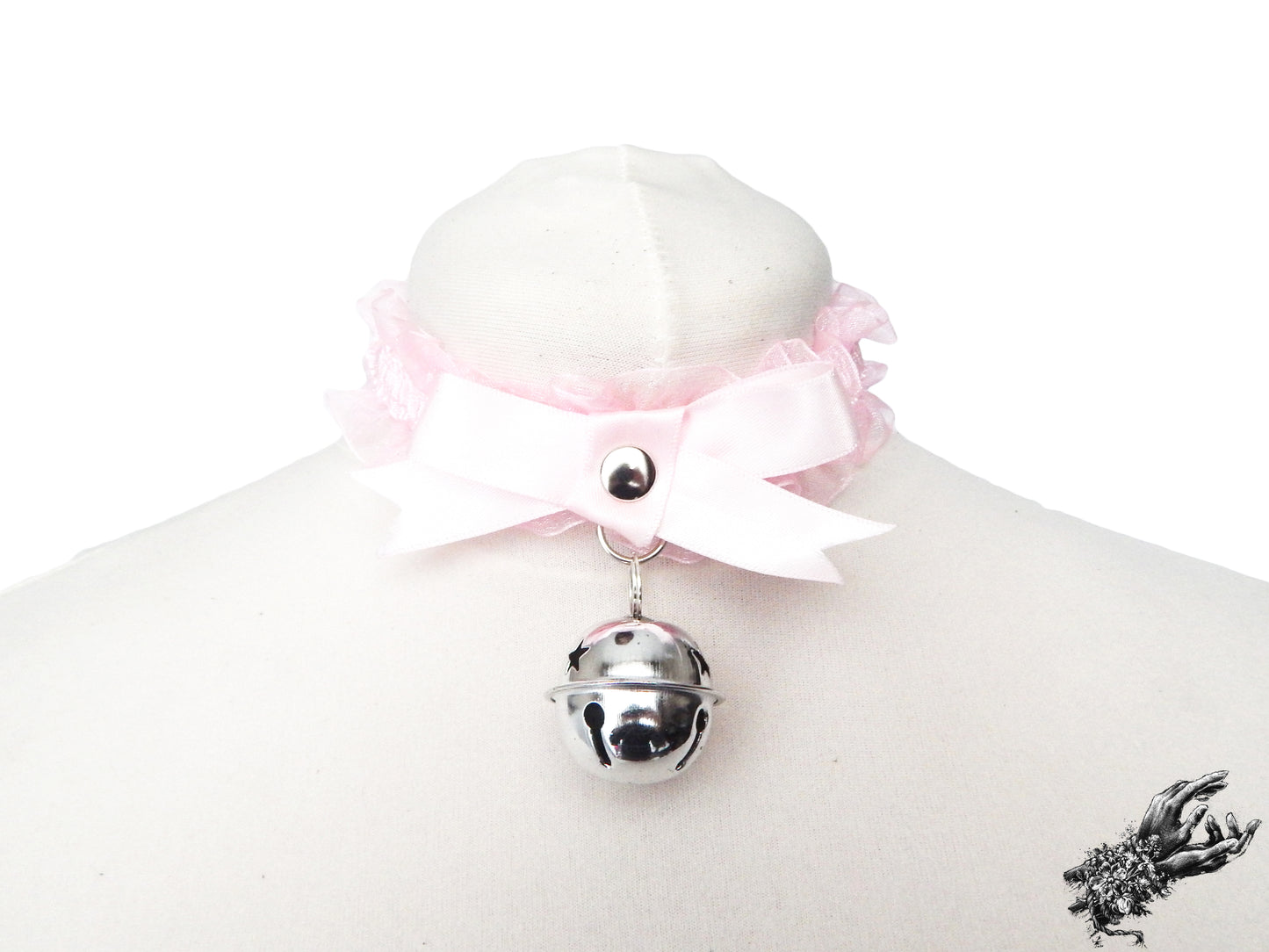 Pink Ruffled Bell 2-in-1 Choker/Garter - Pink Lace Collar - 8th Sin