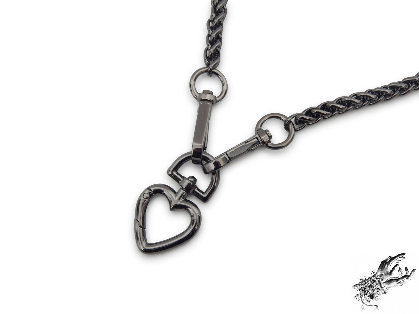 Black Chunky Chain and Heart Choker - 8th Sin