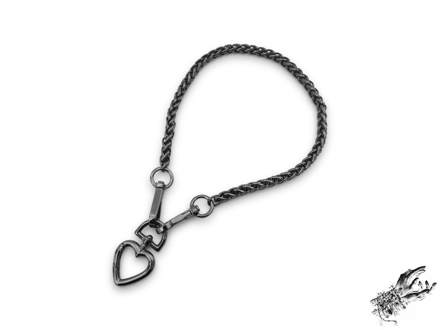 Black Chunky Chain and Heart Choker - 8th Sin