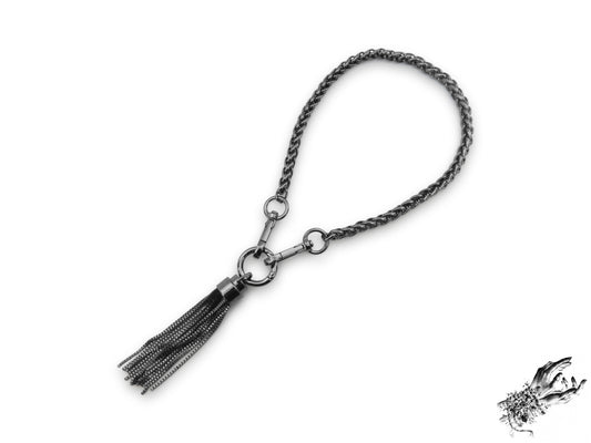Black Chunky Chain and Tassel Necklace