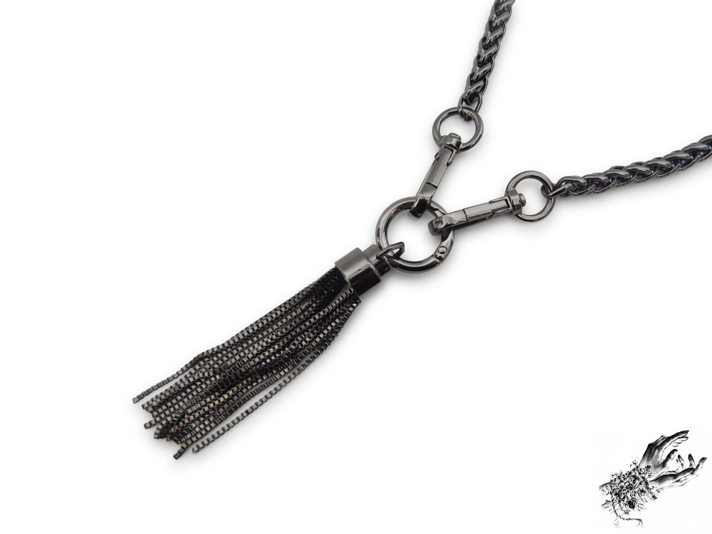 Black Chunky Chain and Tassel Necklace - 8th Sin