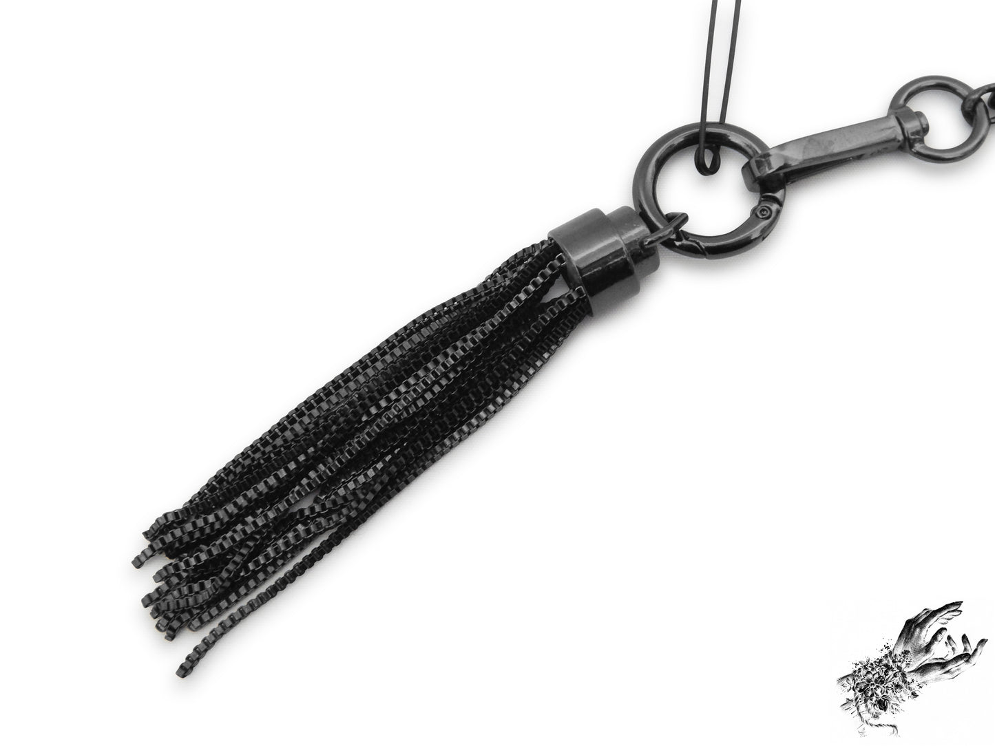 Black Safety Pin and Tassel Necklace - 8th Sin