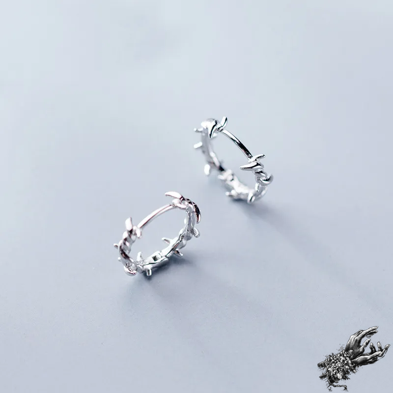 Sterling Silver Barbed Wire Hoop Earrings - {{variant_title}}