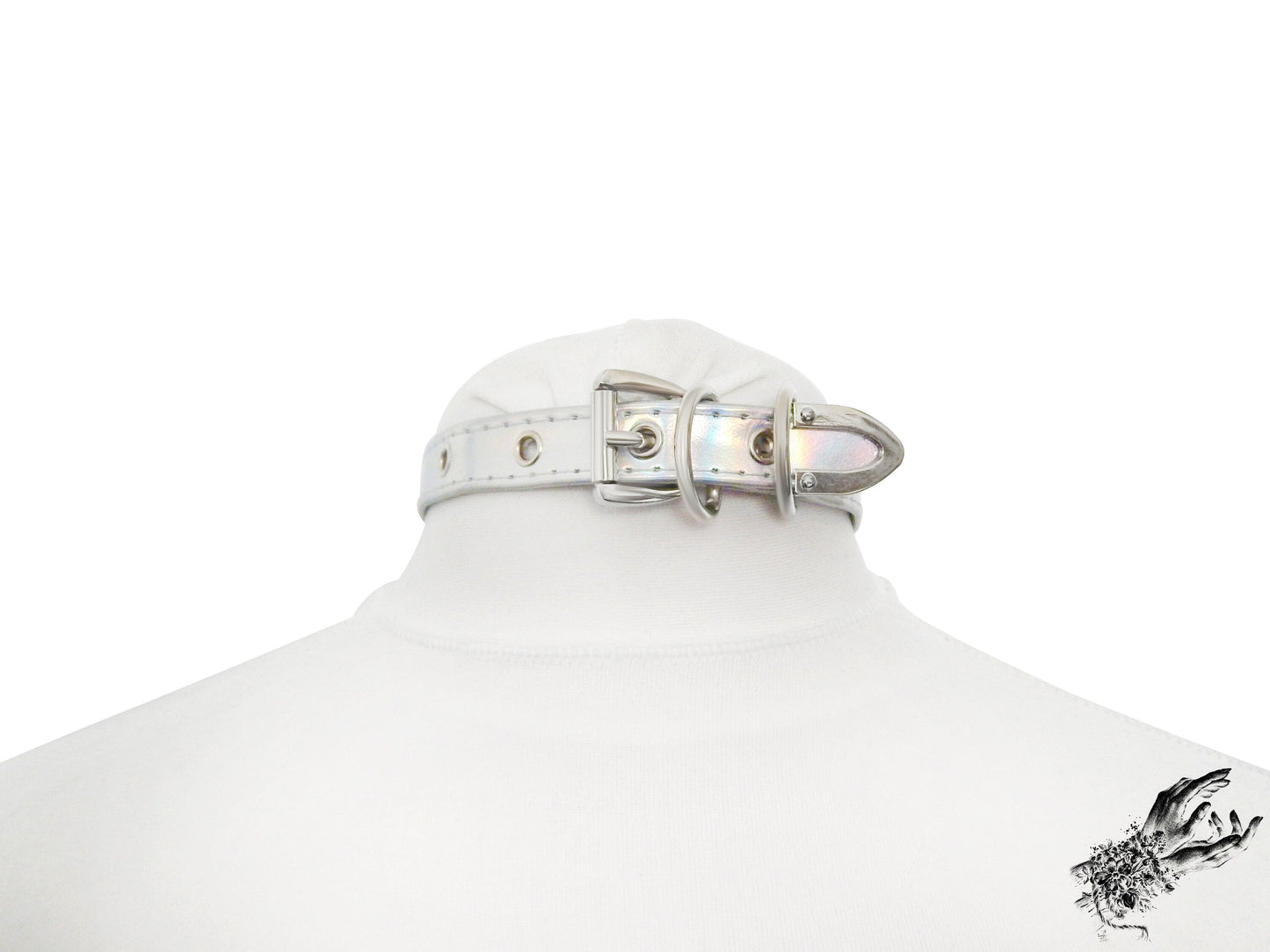Holographic Silver Bow and Bell Choker - LARGE SIZE - {{variant_title}}
