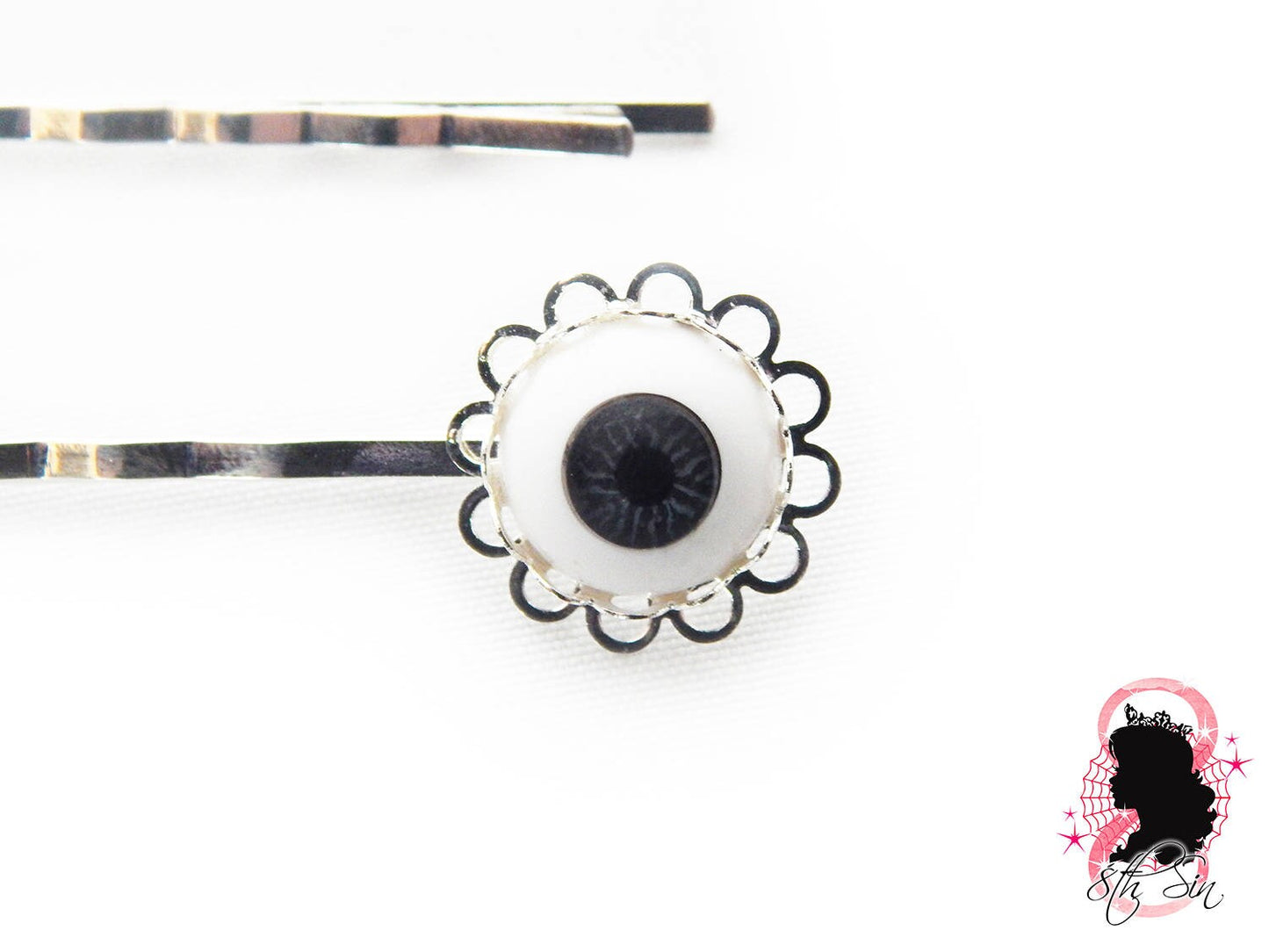 Antique Silver Eyeball Hair Slides - 8th Sin