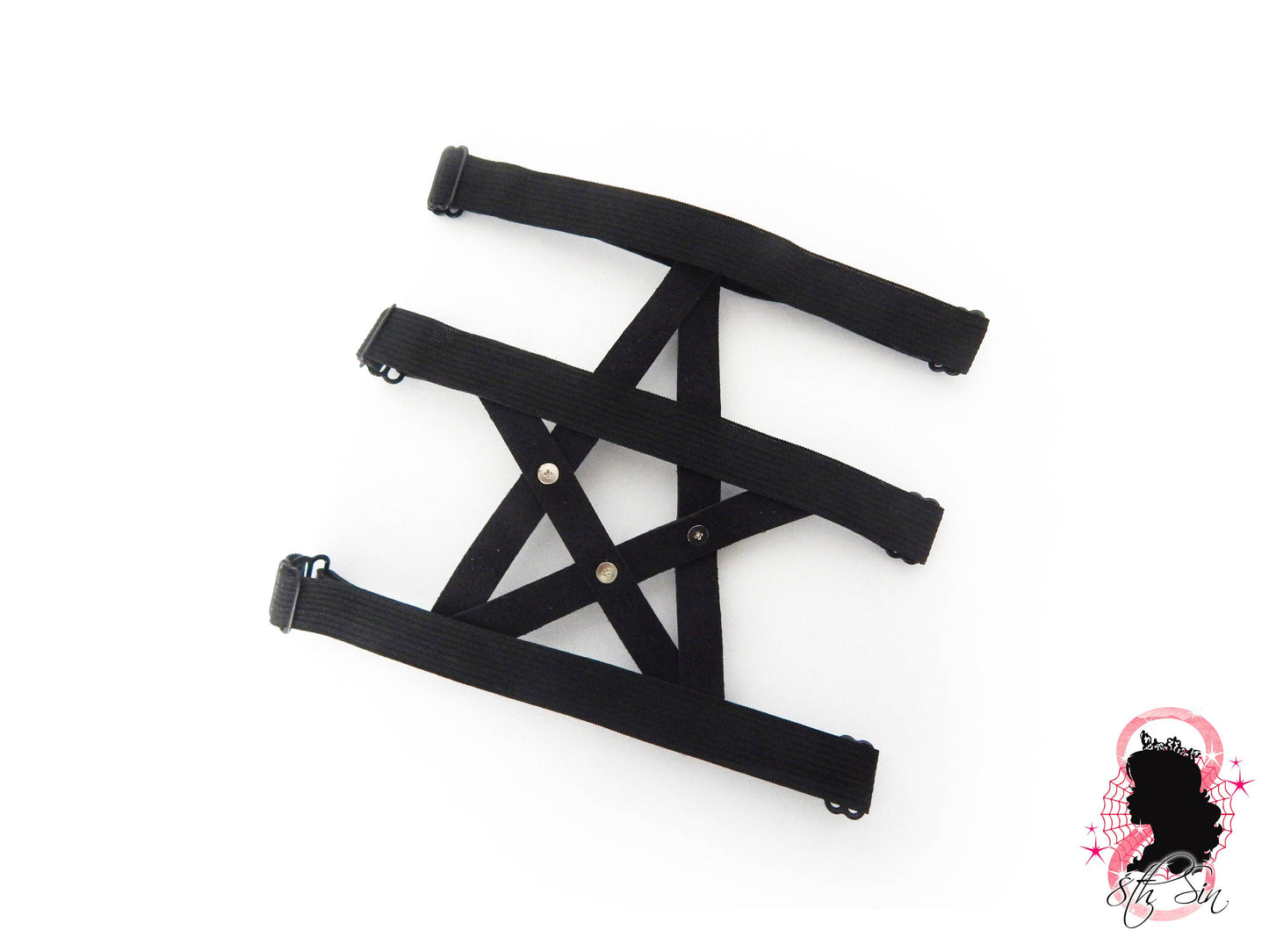 Black Vegan Leather Pentagram Garter - 8th Sin