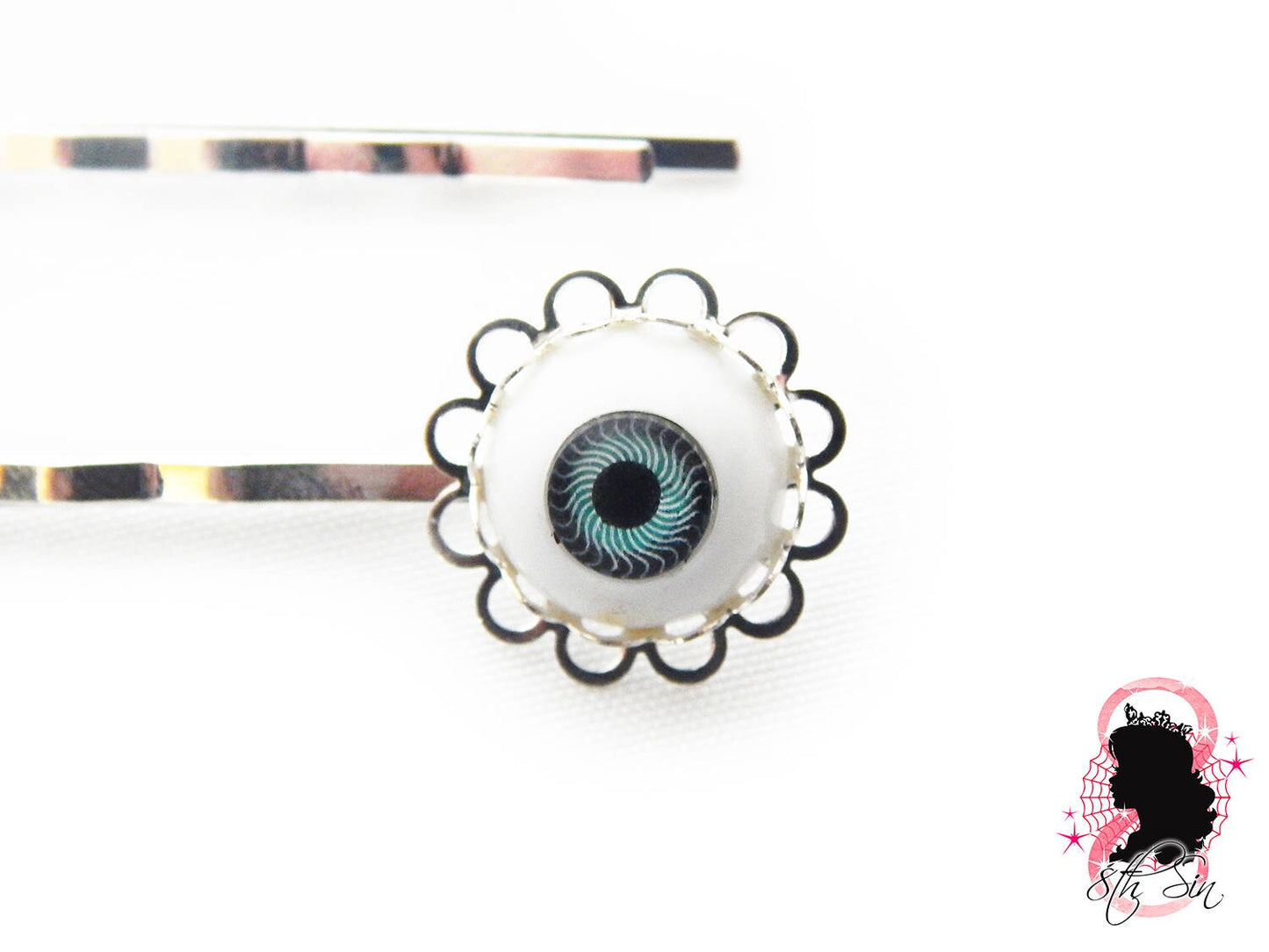 Antique Silver Eyeball Hair Slides - 8th Sin
