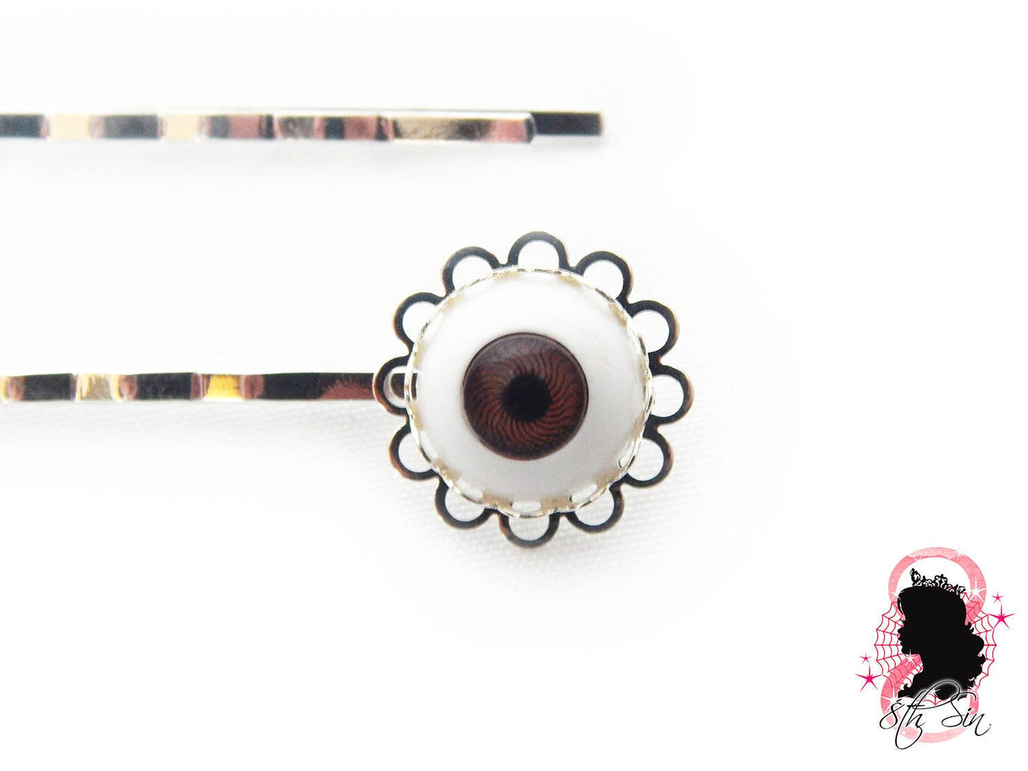 Antique Silver Eyeball Hair Slides - 8th Sin