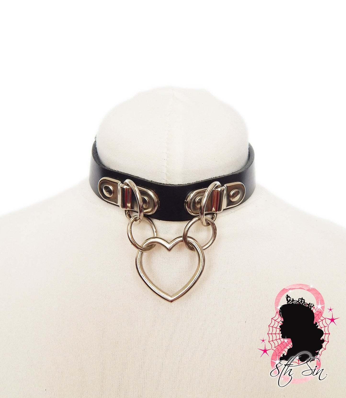 Black Bound Heart Ring Choker - 8th Sin