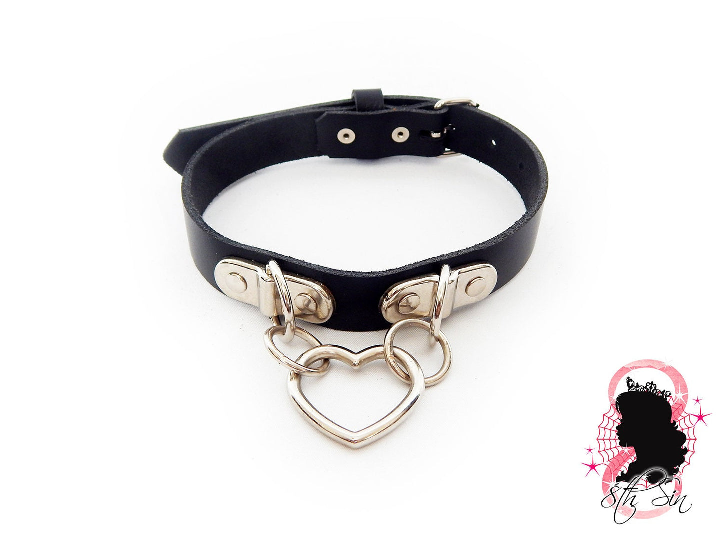 Black Bound Heart Ring Choker - 8th Sin