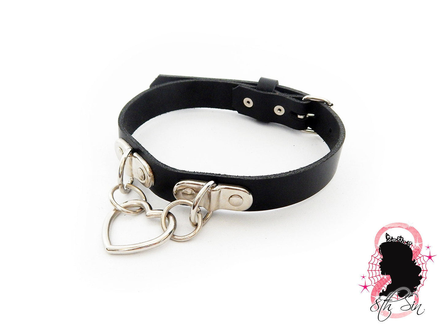 Black Bound Heart Ring Choker - 8th Sin