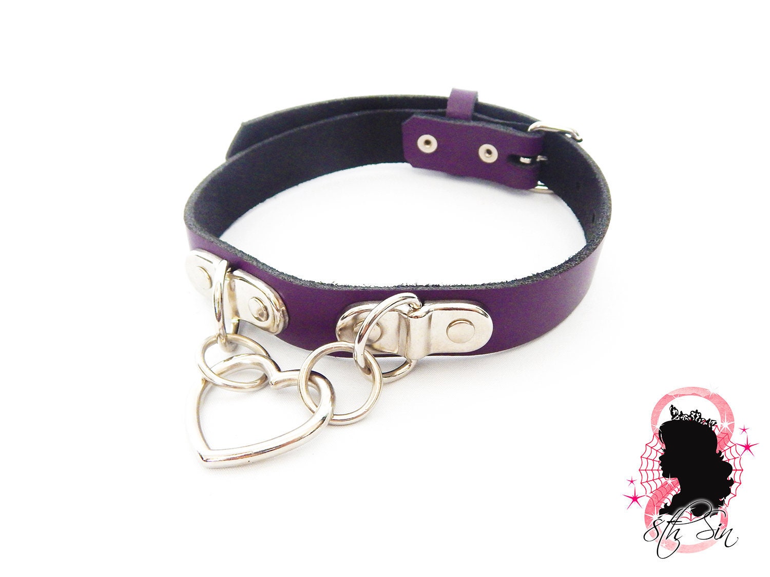 Purple Bound Heart Ring Choker – 8th Sin - Main Image