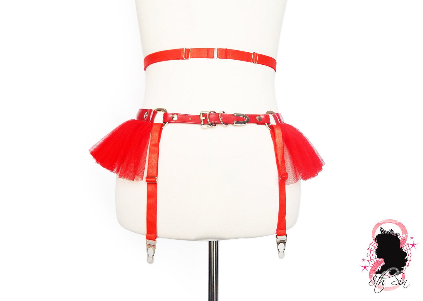 Red Vegan Leather Cage and Corset Harness Set - {{variant_title}}