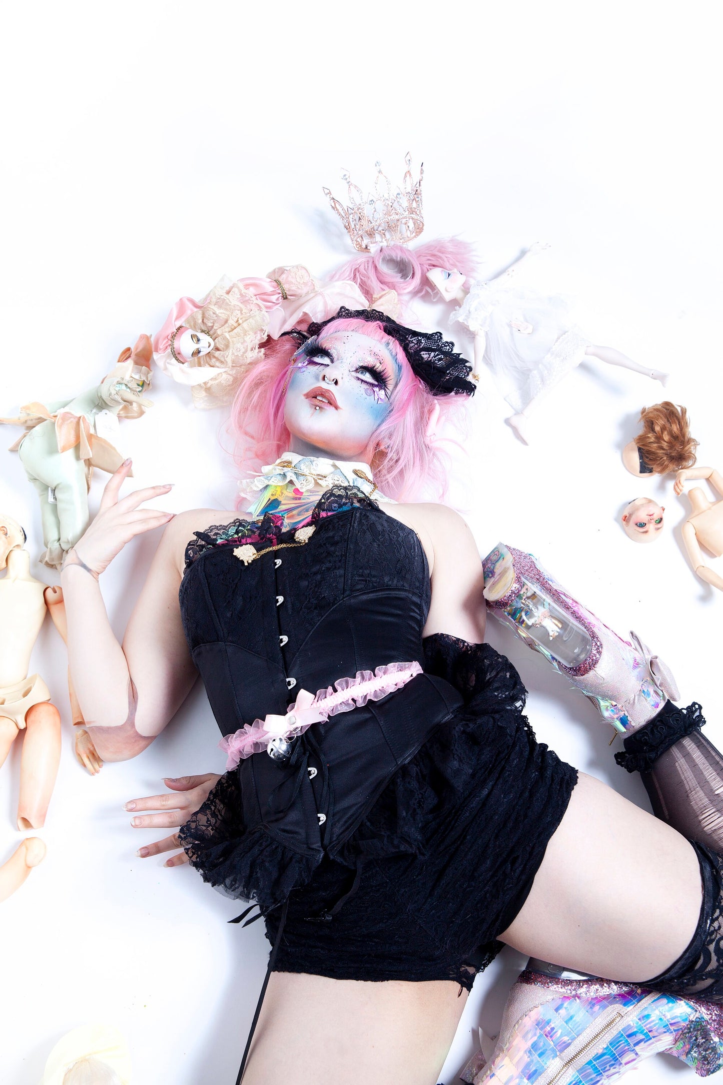 Pink Ruffled Bell 2-in-1 Choker/Garter - Pink Lace Collar - 8th Sin