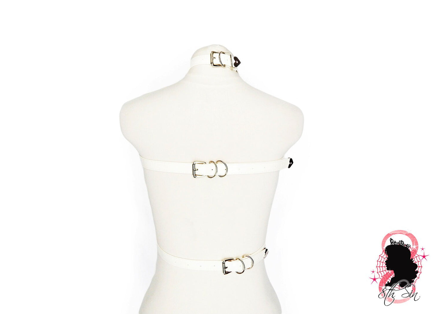 White Vegan Leather O Ring Harness