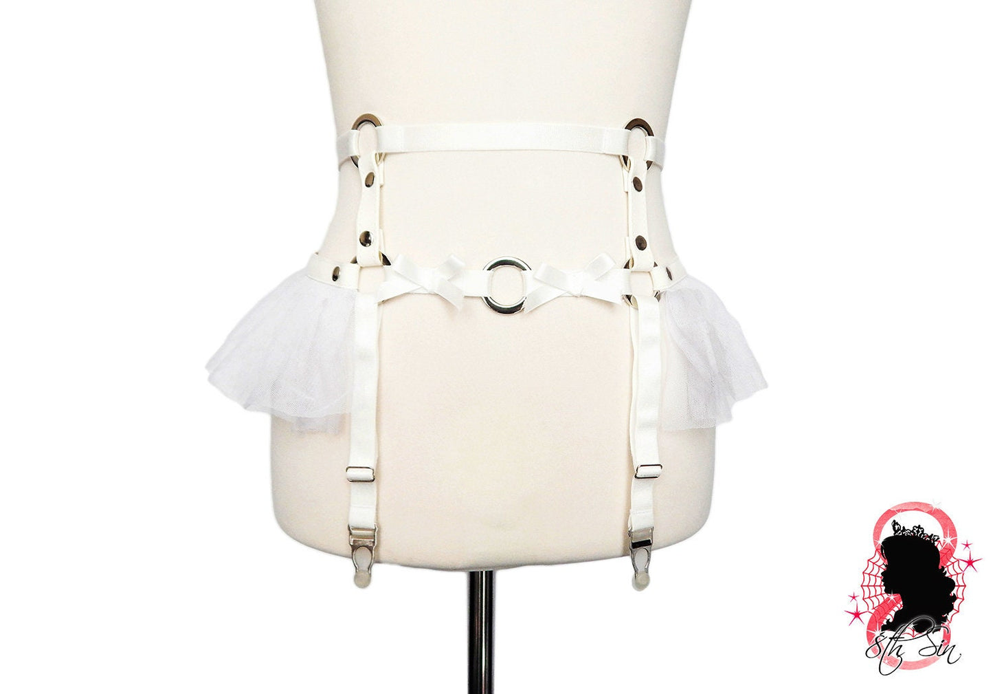 White Vegan Leather O Ring Harness Set - {{variant_title}}