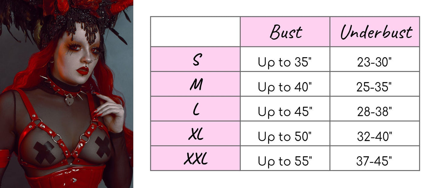 Red Vegan Leather Cage Harness Bra - {{variant_title}}