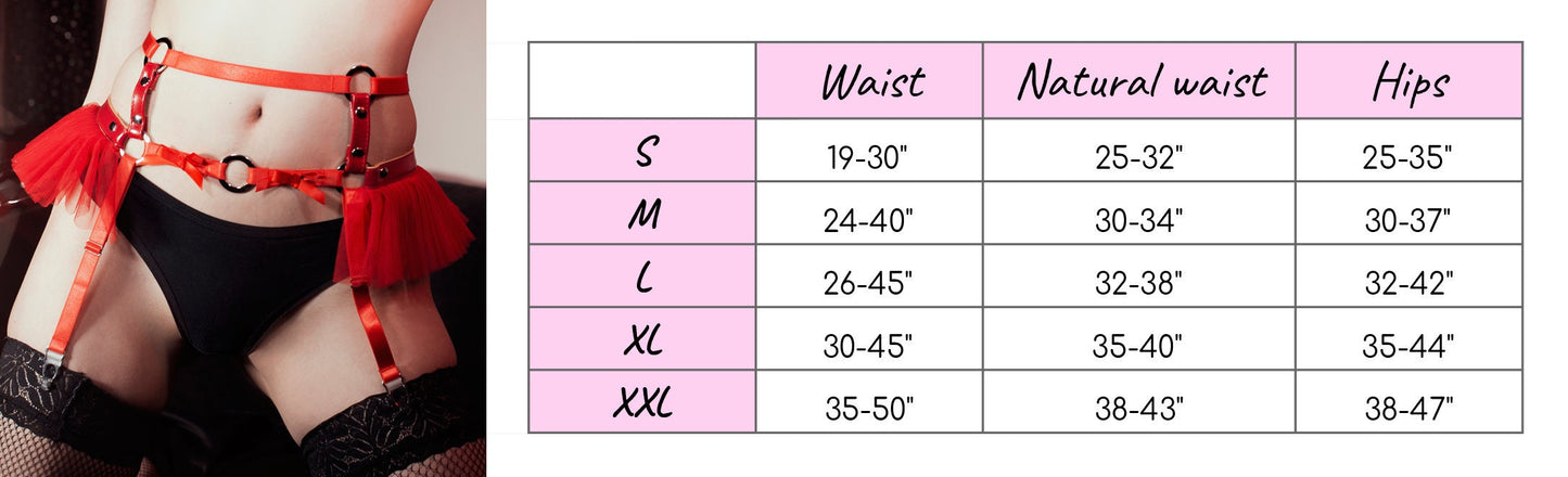 Red Vegan Leather O Ring Garter Belt - {{variant_title}}