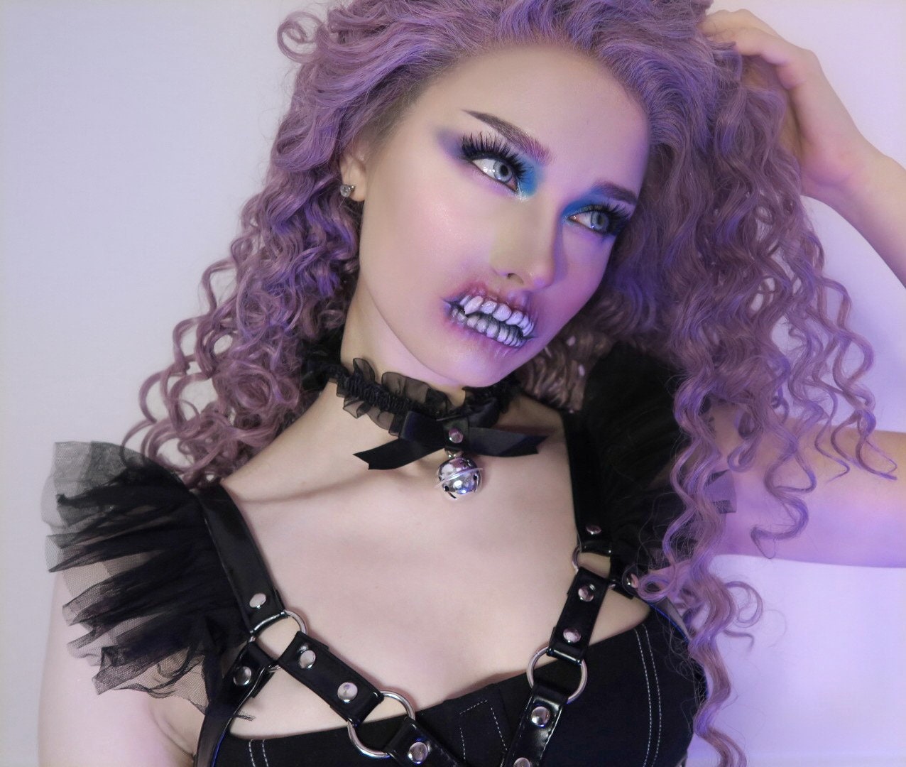 Black Ruffled Bell 2-in-1 Choker/Garter - Black Lace Collar - 8th Sin