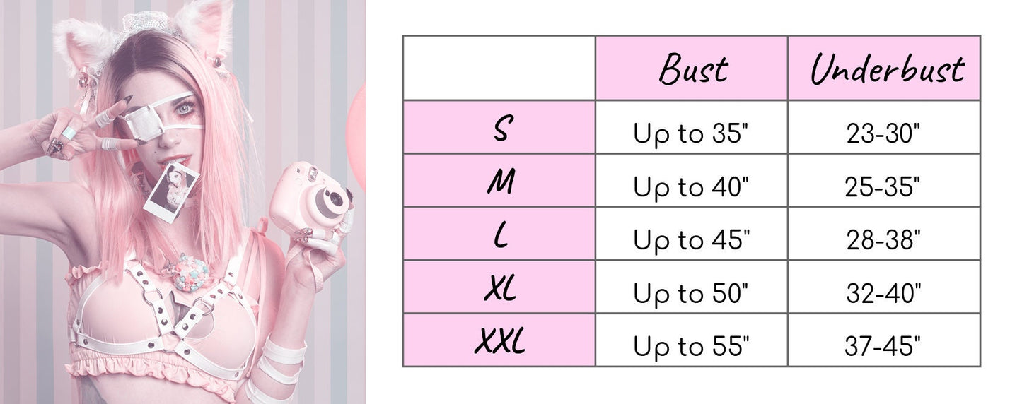 White Vegan Leather Cage Harness Bra - {{variant_title}}