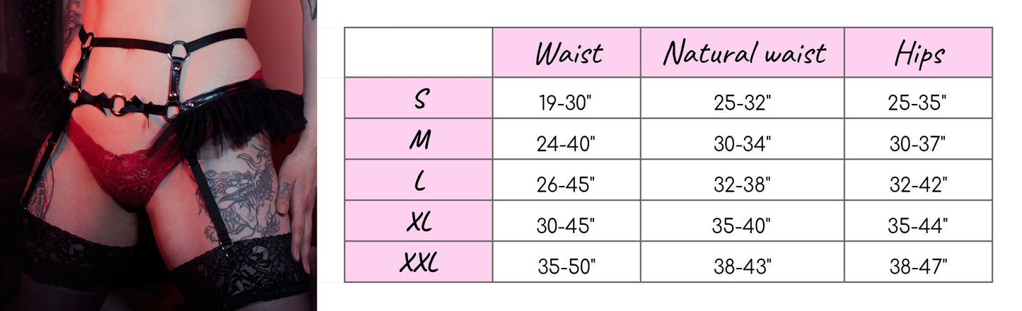 Black Vegan Leather O Ring Garter Belt - {{variant_title}}