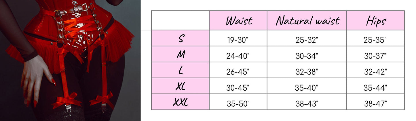 Red Vegan Leather Corset Garter Belt - {{variant_title}}