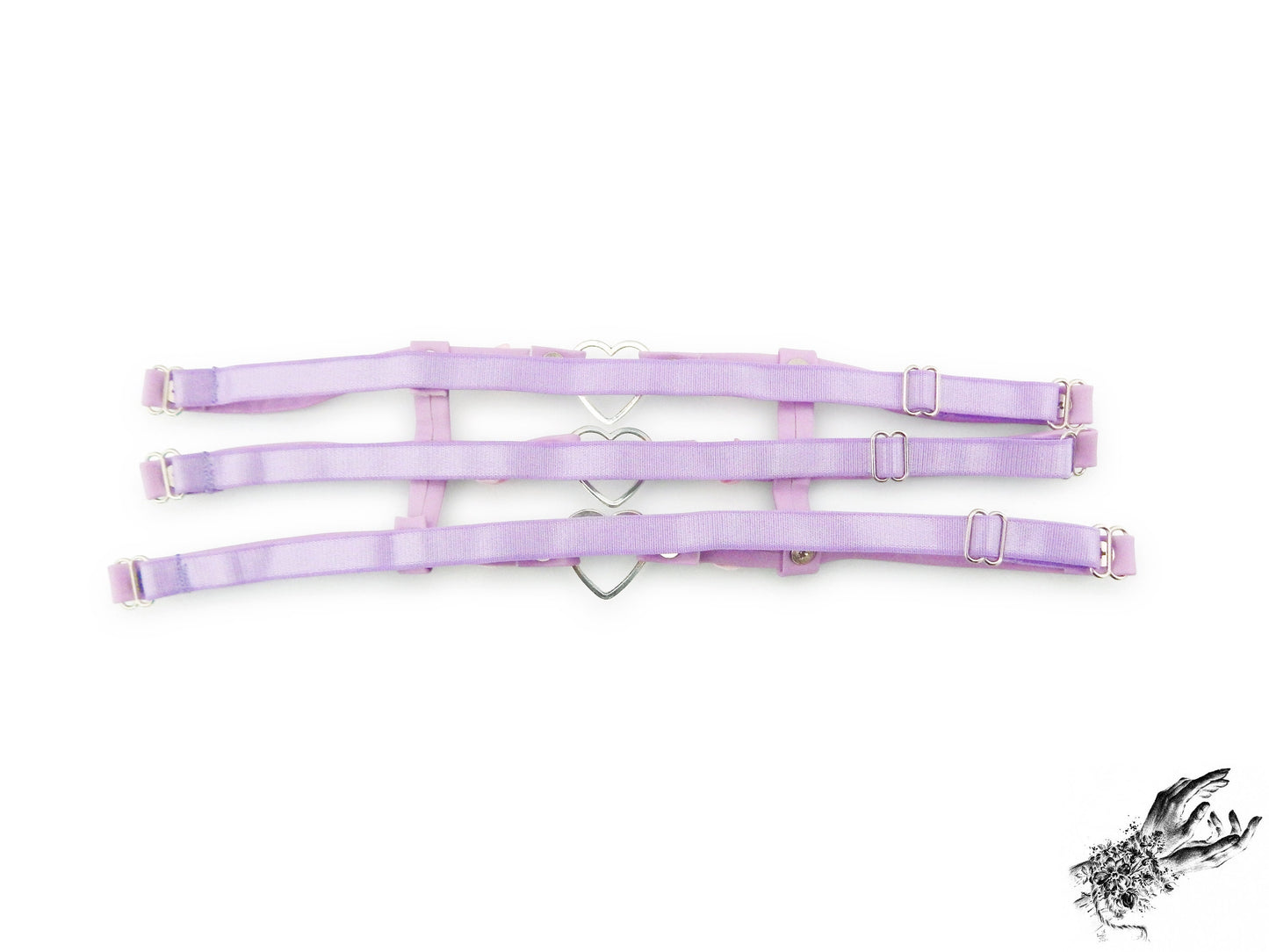 Lilac 3 Strap Heart Ring Garter