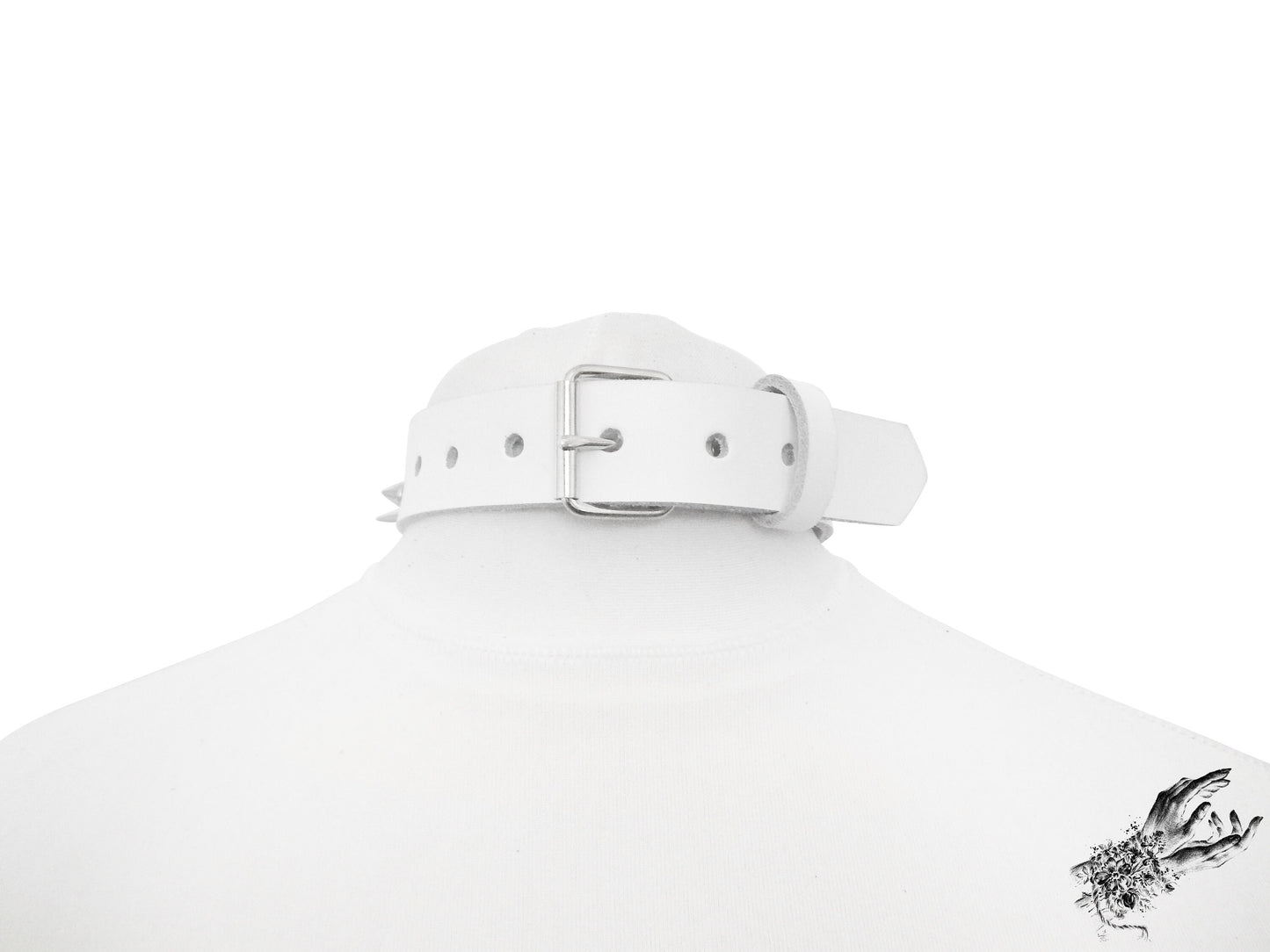 White Studded Double O Ring Choker