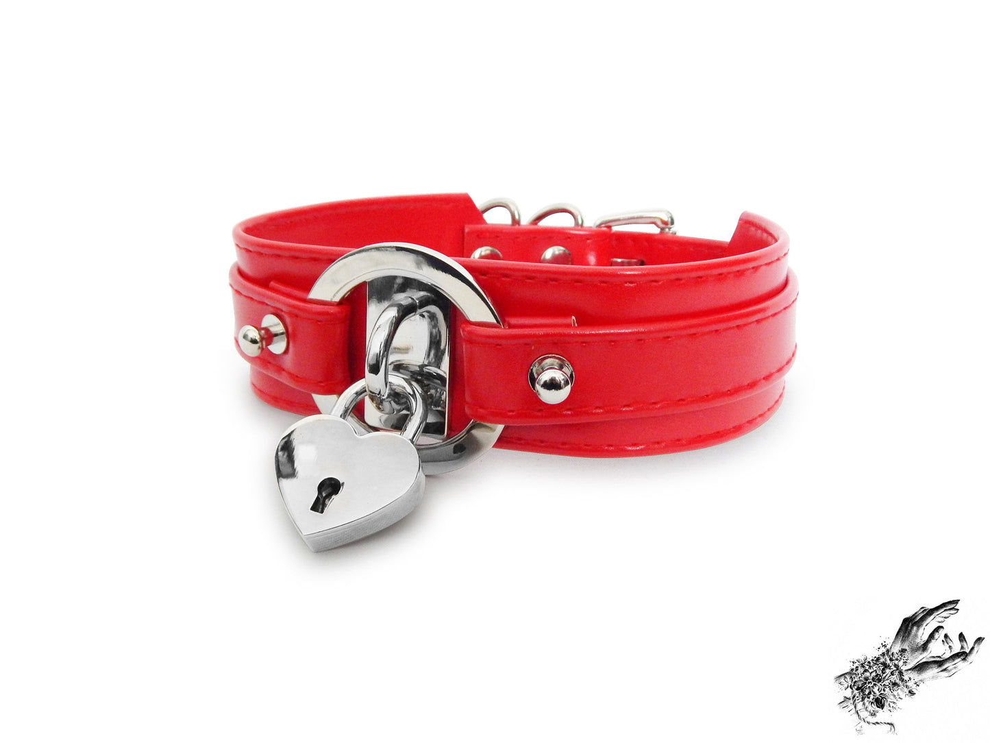 Red Faux Leather Chunky O Ring Choker