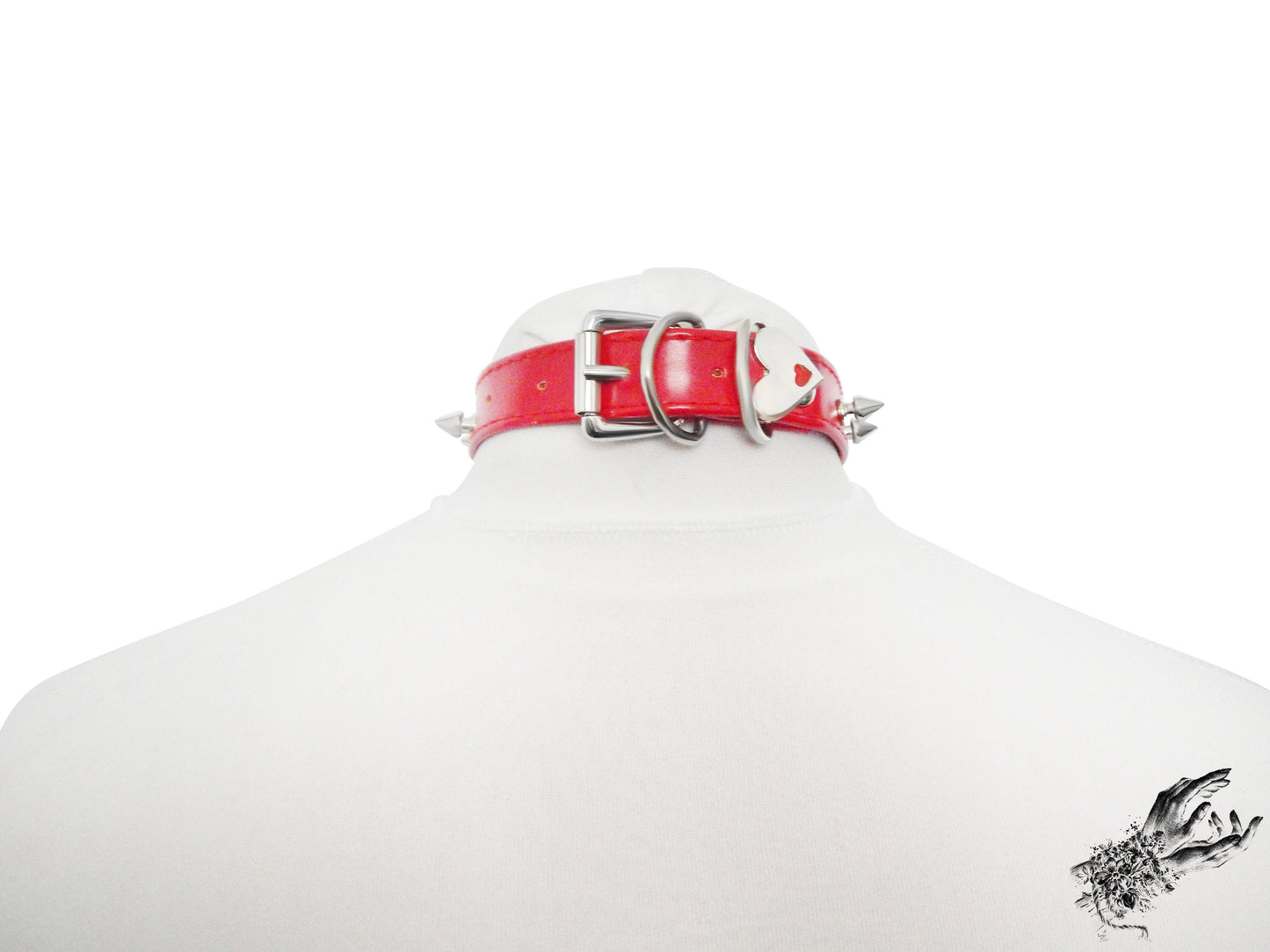 Red Faux Leather Studded O Ring Choker - {{variant_title}}