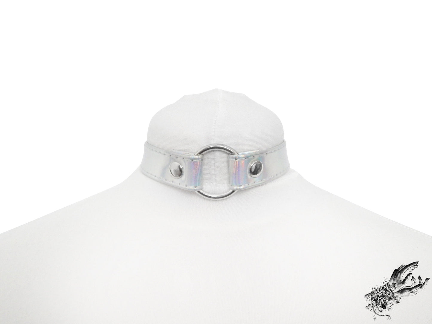Holographic Silver O Ring Choker