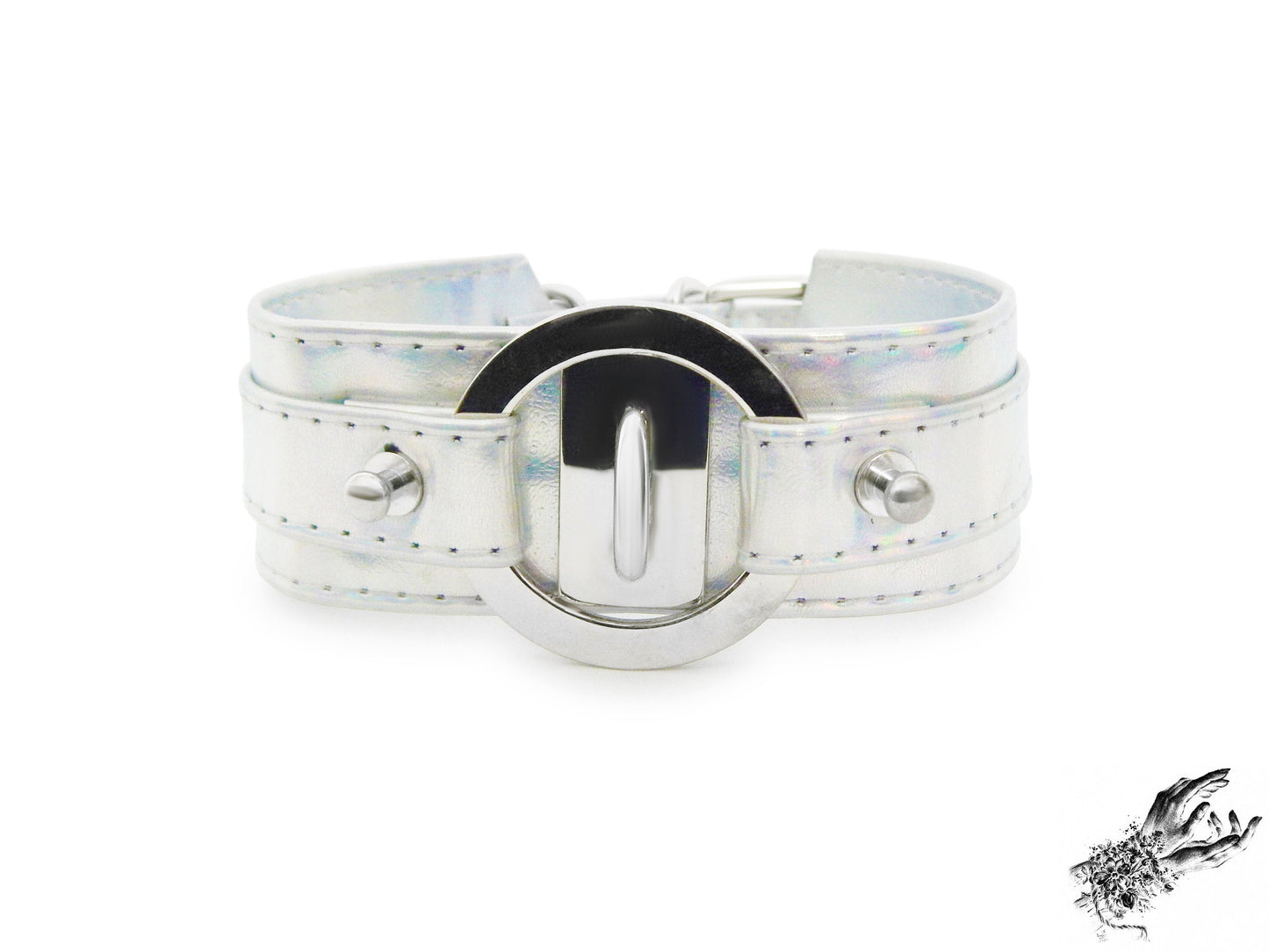 Holographic Silver Chunky O Ring Choker