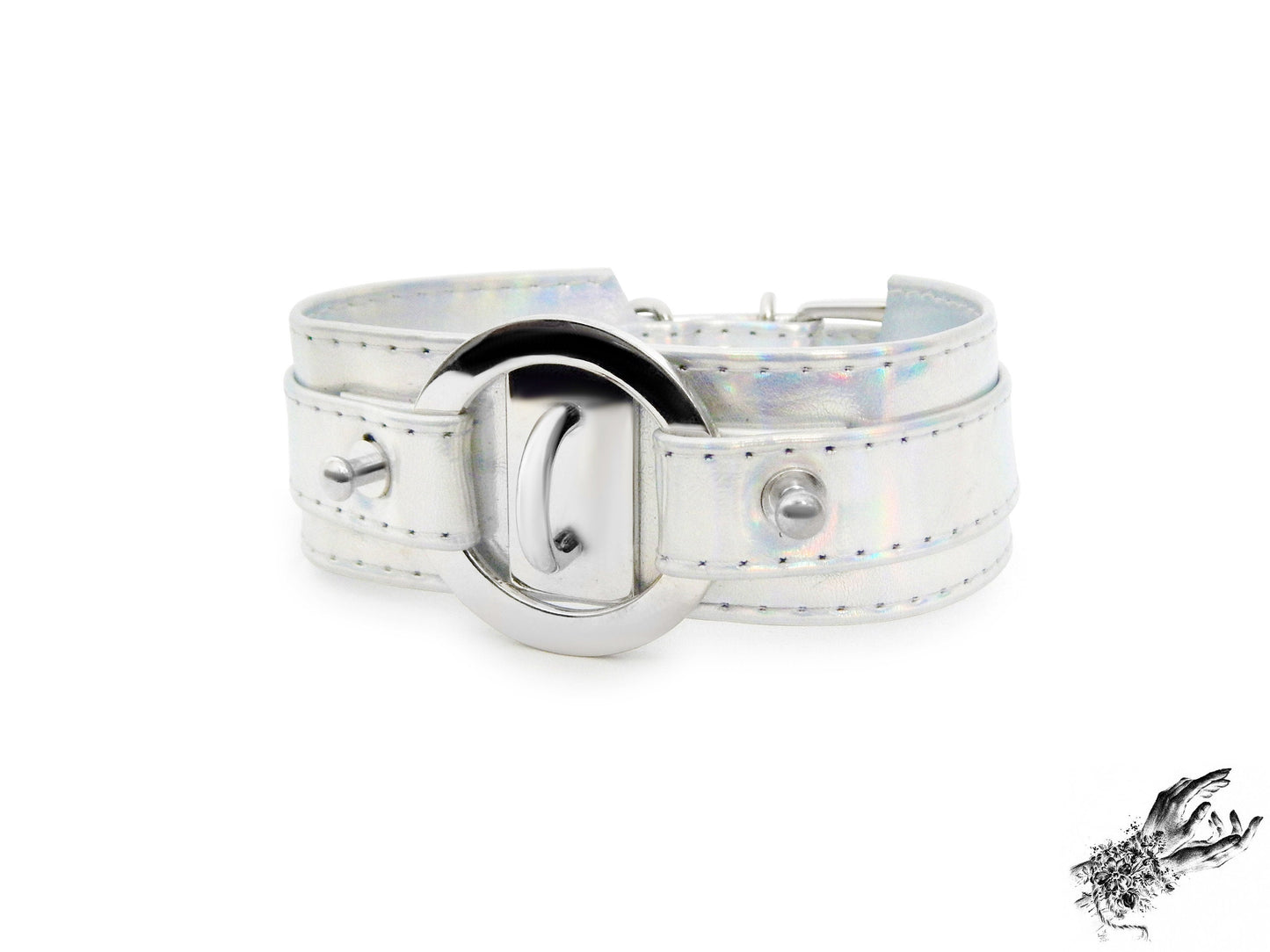 Holographic Silver Chunky O Ring Choker