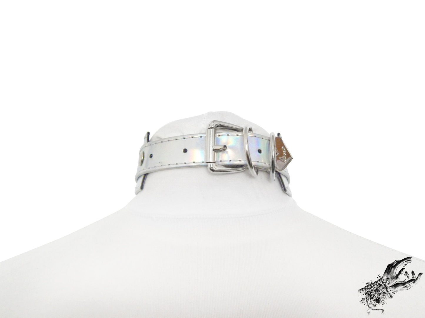 Holographic Silver Chunky O Ring Choker