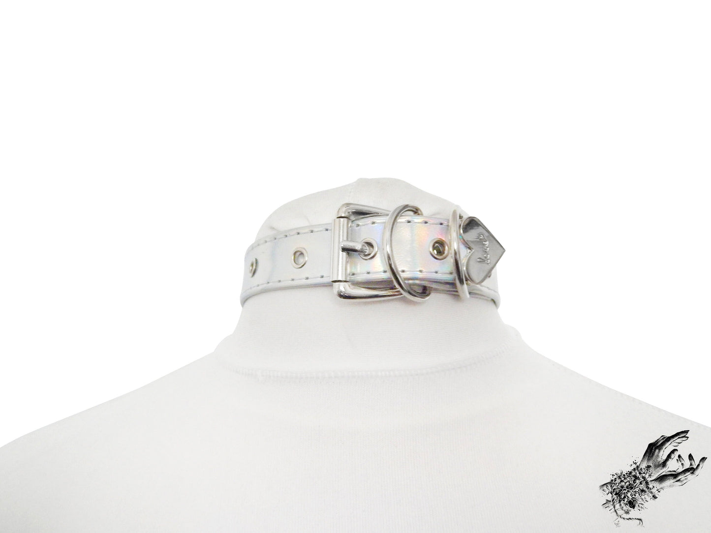 Holographic Silver Heart Padlock Choker - {{variant_title}}