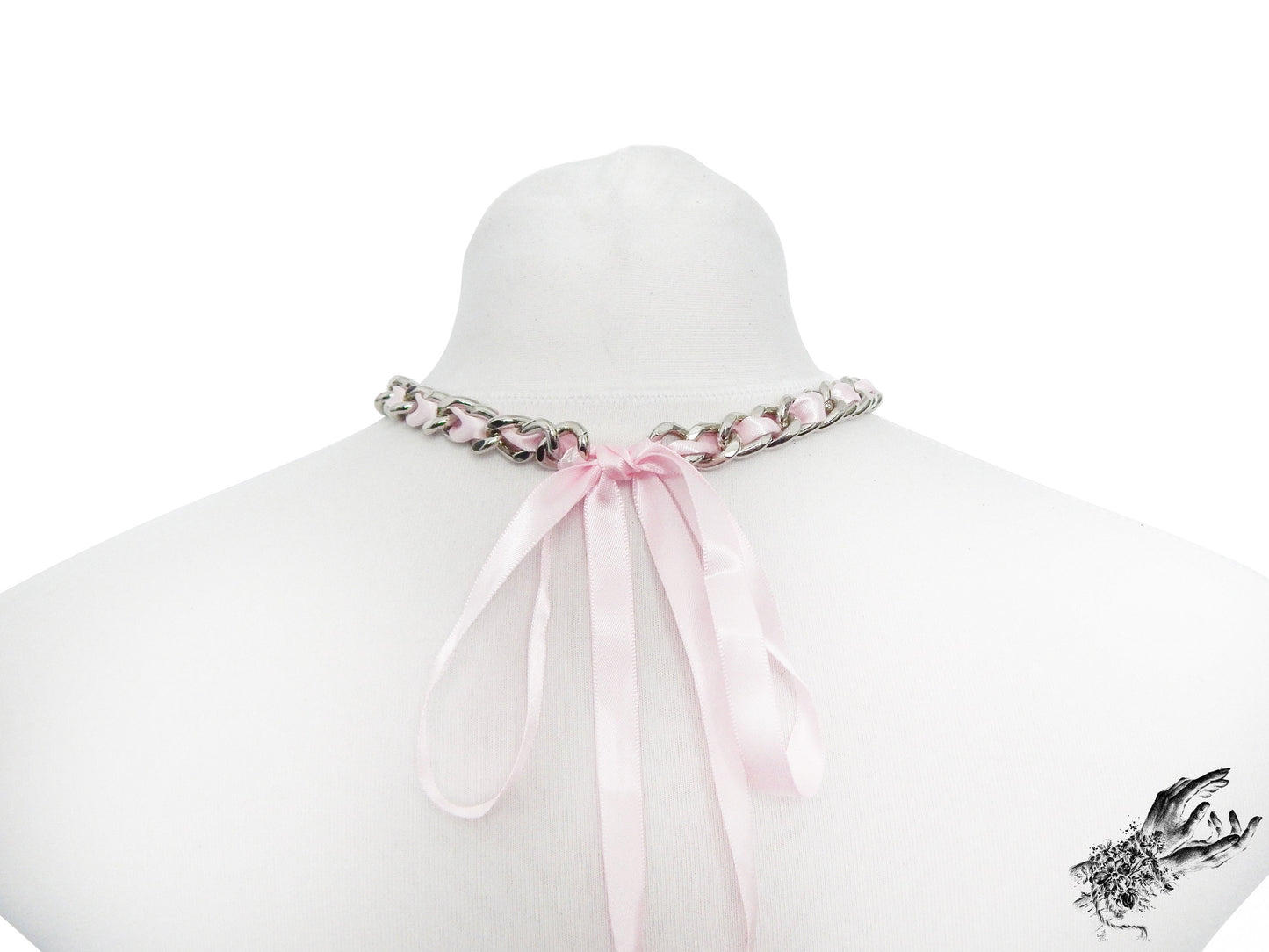 Pink Ribbon Chain and Heart Padlock Choker - 8th Sin