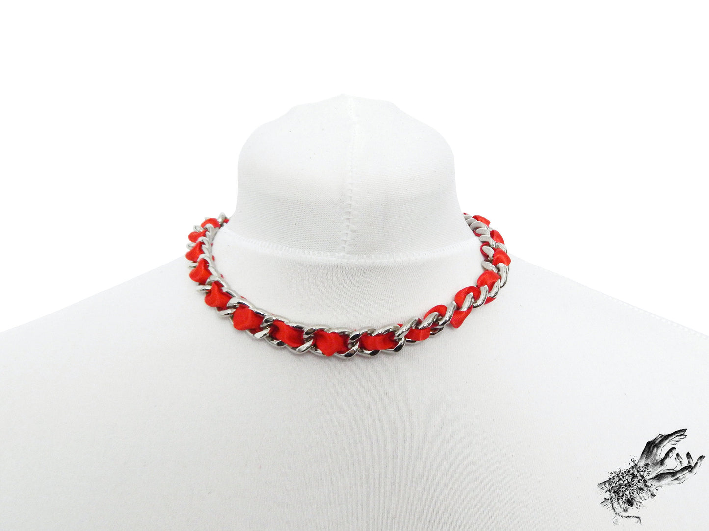 Red Ribbon Chain and Heart Padlock Choker - {{variant_title}}
