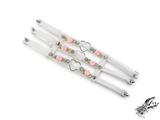 White 3 Strap Heart Ring Garter - {{variant_title}}