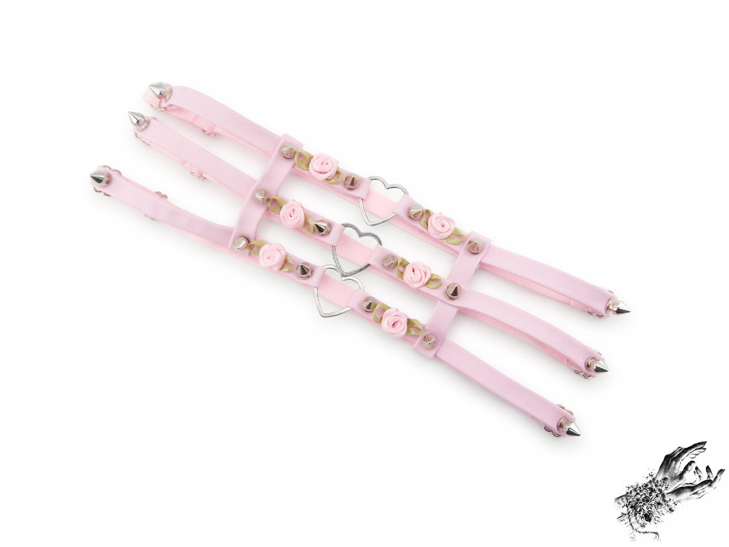 Pink 3 Strap Heart Ring Garter