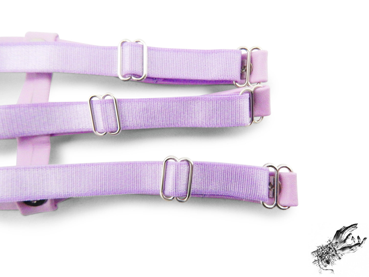 Lilac 3 Strap Heart Ring Garter