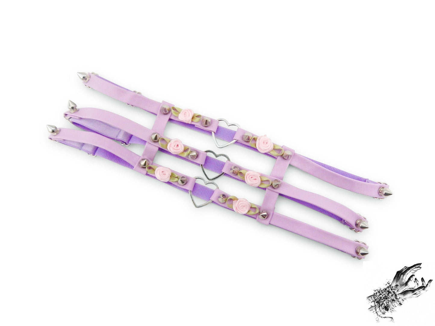 Lilac 3 Strap Heart Ring Garter