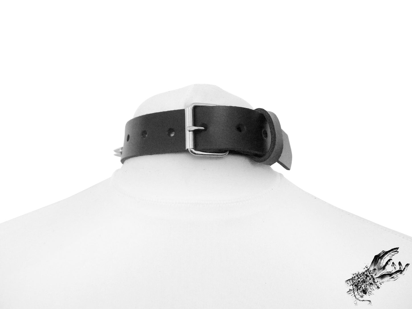 Black Studded Double O Ring Choker (Long and Short Spikes) - {{variant_title}}