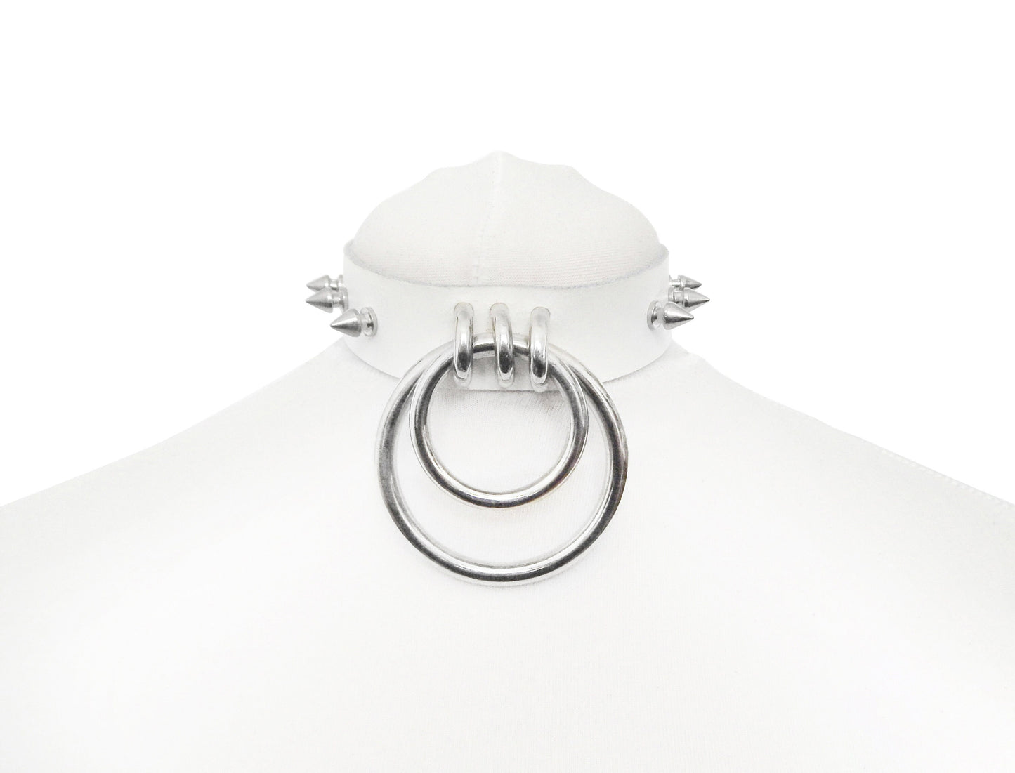 White Studded Double O Ring Choker