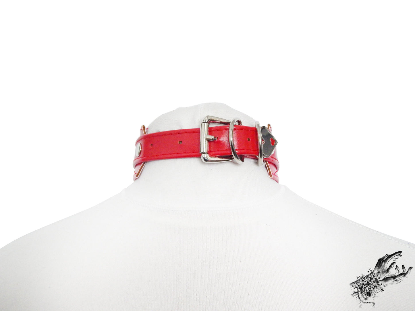 Red Faux Leather Chunky O Ring Choker
